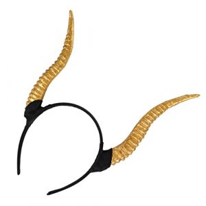 LIFKOME Bandeau Croissant Chapeau D'halloween Bandeau En Corne -tête Cerceau Pour Cheveux D'halloween Ouah Costume De Cri Cornes De Bandeau Queue De Diable Nouveauté Golden Plastique (Lmposing, neuf)