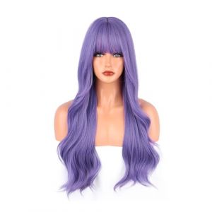 pruiken Cheveux longs Animation mettre en évidence violet grande vague cheveux longs bouclés haute température perruques en soie couvre-chef (yichanggeng, neuf)