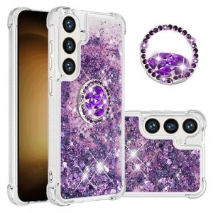 IMEIKONST Coque pour Samsung Galaxy S25 &Eacute;tui avec Support, Paillette Strass Liquide Brillants Diamant Transparente Antichoc TPU Silicone Bumper Housse pour Samsung S25. Love Purple YBZ (IMEIKONST, neuf)