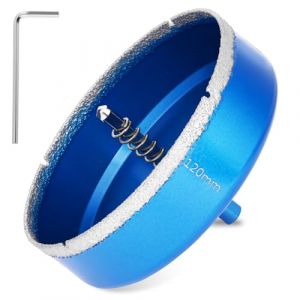 Flintronic Scie Cloche Carrelage, 120mm Scie Cloche Diamant&eacute;e avec Foret de Centrage, Foret Tr&eacute;pan Diamant, Scies Cloches Diamant, pour Coupe de Verre, Carrelage, C&eacute;ramique, Marbre, Calcaire (XJYEU, neuf)