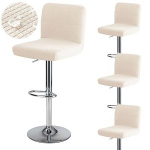 Levoberg Housse de Tabouret de Bar avec Dossier Imperméable Couverture de Chaise Haute de Bar Extensible Housse de Chaise de Salle à Manger Pivotante Lavable 4 Pièces Beige (Levoberg-EU, neuf)