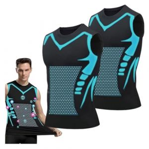 Debardeur Homme, D&eacute;bardeurs Compression Corset Amincissant Tee Shirt sans Manche Hommes Gyn&eacute;comastie Gaine Gilets Sport Mise Forme Ionique(B-Black*2,S) (DEBADE, neuf)