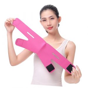 FRCOLOR 2 pièces Ceinture Élastique Lift Visage Masque Minceur Visage V-strap Ajustable pour Tonifier et Raffermir Peau Soutien Menton Confortable et Facile à Porter Noir et Rose (Different Quality, neuf)