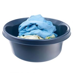 KADAX Bassine de lavage en plastique mat, Bassine en plastique, Bassine de rin&ccedil;age ronde, Bassine de lavage robuste, Bassine d'eau domestique pour salle de bain, Bassine polyvalente (Bleu marine, 6L) (KADAX, neuf)