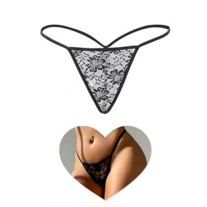 sunshinelady Mini String Femme Sexy Chic Hot Ficelle String Dentelle Grande Taille Basse Culotte Transparente sans Couture Tanga Invisible sous Vetements Feminins G String Bikini Noir L (Sunshinelady, neuf)