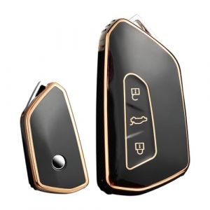 KUNIO Keyless Coque de cl&eacute; Convient pour VW Golf 8 GTE GTI ID.3 ID.4 GTX Convient pour Seat Leon MK4 Cupra Formentor Coque de Protection en TPU pour cl&eacute; 3 Boutons B Noir (KUNIO, neuf)