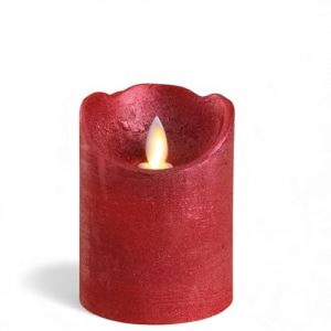 MIJOMA Bougie LED en cire v&eacute;ritable avec flamme vacillante, minuterie et fonctionnement sur piles - Bougie LED d'int&eacute;rieur avec lumi&egrave;re blanche chaude - Aspect naturel (rouge - Surface structur&eacute;e, &Oslash; (MIJOMA, neuf)
