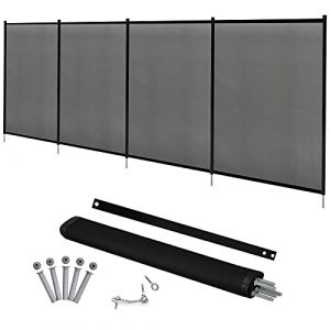 COSTWAY Barrière de Protection Piscine 360 x 125 cm, Clôture Barrière de Sécurité pour Piscine en Tissu Cadre en Aluminium Résistant 4 Panneaux, Noir (FDS GmbH, neuf)