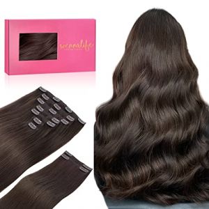 WENNALIFE Extension a Clip Cheveux Naturel, 150g 35cm 9pcs Brun Foncé Clair Extension Cheveux Naturel Humain Remy Extension Cheveux Naturel Clip Humains Vrai Extension Clip Cheveux Naturel (wennalife-FR, neuf)