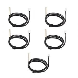 HALJIA - Lot de 5 sondes de capteur de température étanches NTC 10 K 1% 3950 Thermistor, câble d'extension de 1 m, détecteur de température, jauge pour climatiseurs de voiture/réfrigérateurs (Hengjiaan, neuf)