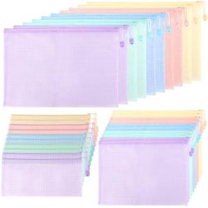 Mutsitaz Lot de 30 pochettes à fermeture éclair - Format A4 + A5 + A6 - Porte-documents avec fermeture éclair - Pour l'école, les voyages, la maison, le bureau (Mutsitaz Direct EU, neuf)