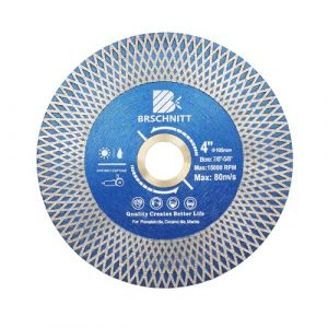 Disque de coupe pour carreaux de porcelaine diamant&eacute; - BRSCHNITT Lame de scie diamant super fine de 10,2 cm avec mandrin &agrave; X dents 2,2 cm-1,6 cm pour carreaux de c&eacute;ramique, granit, marbre (BRSCHNITT TOOLS, neuf)