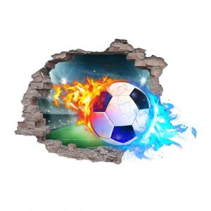 Zfseyuh Stickers Muraux Football 3D Autocollant Mural Football Amovible Stickers Foot Chambre Garcon Poster Football Décoration Murale pour Chambre D'enfant Salon (Hongdz, neuf)