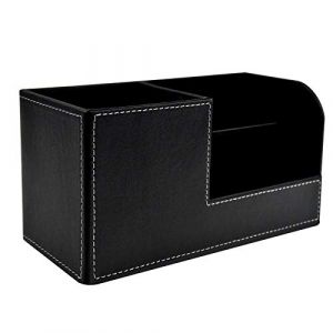 Chstarina organisateur de bureau, noir PU Cuir Compartiments Multi-fonctionnels Organisateur de Bureau, support stylo Pour Rangement Fournitures Bureau support telecommande Crayon Téléphone Portable (Cinanai, neuf)