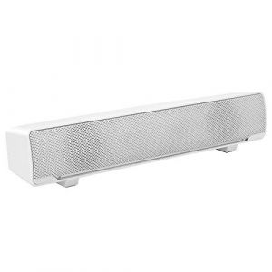 Barre de son USB haut-parleur PC,barre de son st&eacute;r&eacute;o filaire lecteur de musique Bass Surround Soundbox entr&eacute;e 3,5 mm pour ordinateur de bureau/ordinateur portable/TV/smartphone/tablette/MP3/4 (Blanc) (Topiky-U, neuf)