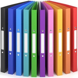 ACROPAQ - 10 x Classeur souple A4 | 2 anneaux | Avec étiquettes de dos, Dos de 2,5 cm, Couleur Arc-en-ciel de la collection Nature - Petit classeur plastique A4 souple, Classeurs 2 anneaux, Farde (Acropaq, neuf)