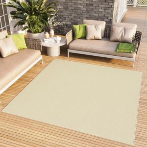 TAPISO Mono Carré Tapis Poil Court Intérieur Design Moderne Crème Motif Uni Tapis Salon Chambre Adulte Salle à Manger Cuisine Résistant Extérieur Oeko-TEX 120 x 120 cm (TAPISO-FR, neuf)
