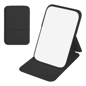 Miroir de Maquillage Pliable Portable,11x7cm Miroir Maquillage Carré,Miroir Pliant en Cuir PU, Miroir de Coiffure,Miroir de Voyage Portable, Ultra Fin et Pliable,pour Salle de Bain,Bureau (Noir) (oakallow, neuf)