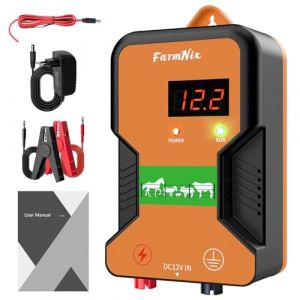 15KM Cloture Electrique pour Animaux,Puissante 2J Electrificateur Cl&ocirc;ture &eacute;lectrique pour ferme jardin p&acirc;turage,12000V Electrificateur pour &Eacute;Levage D'Animaux Cheval Vache Moutons (Orange) (YYYuYong, neuf)