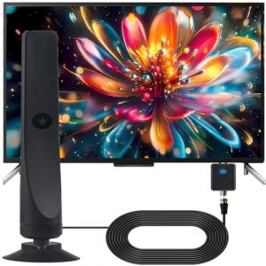 Antenne TV Int&eacute;rieur Puissante,antenne Interieur TNT puissante Antenne Television num&eacute;rique Freeview int&eacute;rieure avec Signal - Antenna TV Intelligente d'ext&eacute;rieur - Radio VHF/UHF/DAB/4K/1080p (54-1) (Amber Living Space, neuf)