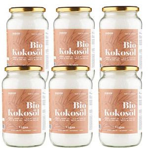Huile de Coco Bio Extra Vierge MonteNativo - 1000ml (1Liter) Huile de Noix de Coco Biologique et non Raffinée, Pure et 100% Bio - Idéale Pour Les Cheveux, Le Corps et Comme Aliment (6x1000ml) (Monte Nativo, neuf)