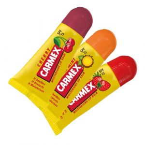 Carmex Lot de 3 mini baumes à lèvres SPF 15 (cerise, fraise et ananas) - 5 g (The Live Box - FR, neuf)