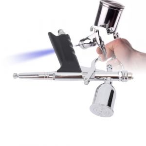 Gugxiom Airbrush Kit, Airbrush Gun Double Action Gravity Feed Set, 0,3mm Aiguilles, 15CC Fluid Cup, Multi Purpose Air Brush Maquillage Modèle Coloriage Peinture Nail Art Tatouage (Hakeeta, neuf)