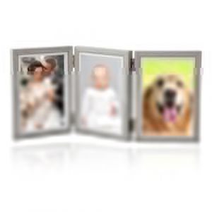 Cadre Photo Pliable 3 Photos Cadre pour portrait Trois cadre photo Collage Pliable Multiple Photos Cadeau Famille Décoration Bois Moderne Cadre Photo Couleur Bois Naturel (10 x 15 cm Gris) (BAIYANMO, neuf)