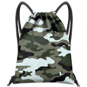 BHAHB Sac &agrave; dos &eacute;tanche avec Cordons de Serrage&zwnj;, Pour Sport, Plage, Piscine & Voyage, Style Mignon pour homme et femme (Z13-Camouflage vert) (Yosadol, neuf)