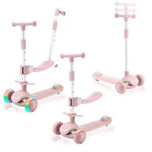 Trottinette 3 en 1 pour Enfants avec Si&egrave;ge Amovible, Trottinette 3 Roues, Patinette Enfant Pliable avec Hauteur Ajustable, LED Roues Lumineuses, d&egrave;s 2 Ans - CAMTUN (AMAZ GAME, neuf)