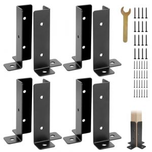 FWEEK 8 Supports Poteau Bois Noir, Support de Fixation au Sol pour Poteau en Bois, Ajustable pour Poteaux 1,5x1,5, 2x2, 2x4, 4x4, pour Pavillon, Terrasse, Garde-Corps (FWEEK, neuf)