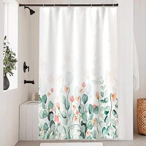 Rideau Douche Eucalyptus, Uiiooazy Rideau Douche Feuilles Vert Sauge Fleur Rose Rideau de Baignoire Anti Moisissure Imperméable Tissu Polyester Lavable Rideau Salle de Bain avec 8 Crochets 120Lx200Hcm (dongguibinjingpinxiaodianpu, neuf)