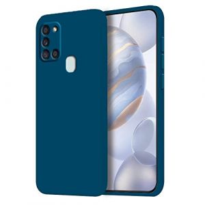 HONLEN Coque pour Samsung Galaxy A21s Protection Étui, (6.5" inches) Liquide TPU Silicone Case Anti Rayures Ultra Mince Souple Cover en Silicone Bleu Saphir (HONLEN, neuf)