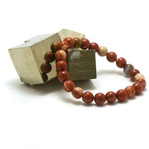 Miracles Minéraux Bracelet perle ronde 8 mm, pierre naturelle, création artisanale française, plus de 80 choix (Jaspe rouge 8 mm) (Miracles Minéraux, neuf)