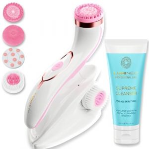 Lumineo brosse nettoyante pour le visage avec gel nettoyant, brosse &eacute;lectrique USB pour le visage pour un nettoyage en douceur et en profondeur (PRO rose (peau normale)) (Lumineo, neuf)