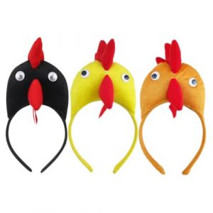 BESTYASH Lot De 3 Bandeaux En Forme De Pour Adultes Avec Bec De Dame Tête De Poulet Chapeaux Pour Cerceau De Poulet Bandeaux De Basse-Cour Pour Bébé Costume De Poulet (Feast of Yan, neuf)