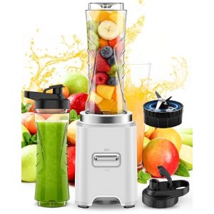 ToTopPioneer Mini Mixeur Blender,500W Blender Smoothie Électrique,avec 2 Bouteilles Portables 600ml Sans BPA,4 Lames Inox,Mixer pour Nourriture Bébé Smoothies Milkshakes Jus Fruits,Nettoyage Facile (Topjoy US, neuf)