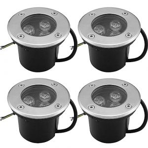 4PCS Lumi&egrave;re Jardin Enterr&eacute; - Spot Encastrable LED Exterieur, 3W Spot Led Ext&eacute;rieur Encastrable, IP67 Imperm&eacute;able Spot Encastrable Terrasse Rond 270 Lumen Lampe D'&eacute;clairage, Pour Jardin Chemin(White L (MEISHI MEIKE, neuf)