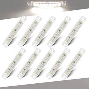 Teguangmei 10pcs Blanc 9LED feux de Signalisation Lat&eacute;raux de Remorque feux de Position de Camion de Camion 3.9" feux de D&eacute;gagement Lumi&egrave;re D'avertissement Pour V&eacute;hicule Remorque 12-24V (TeguangmeiEUR, neuf)