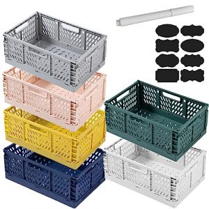 EURXLQ 6 Caisse Pliable 25×17×10cm,Caisse Plastique,Boite Plastique Rangement,Cagette Plastique,Empilable et Pliable,Peut être Utilisé pour Jouets,Cosmétiques,Bricolages,Salle de Bain,Cuisine (南昌市鸣静电子商务中心, neuf)