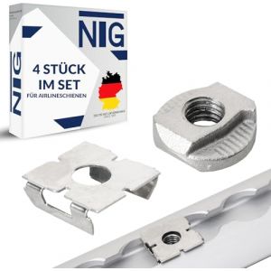 NTG Ecrou de rail d'arrimage M8 pour rail Airline avec t&ocirc;le &agrave; clipser Ecrou &agrave; encoches pour rail d'arrimage Airline | pour camping-car et caravane comme support pour mur et plafond (Nutzfahrzeug Technik GmbH, neuf)