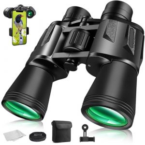 Jumelles 20x50 pour Adultes Puissante avec BAK4 Prism FMC Lentille,Jumelles étanches Compactes HD l'observation des Oiseaux, la randonnée, Chasse Concert Opéra Sport avec Adaptateur téléphonique (CHEERS, neuf)