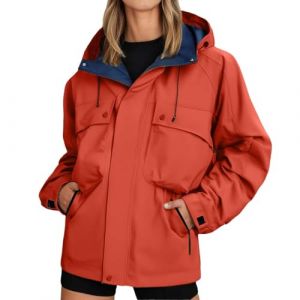 Vestes Imperméables Femme avec Capuche Zip Poncho Pluie Léger Automne Hiver Manches Longues Manteau Sport Montagne Blousons Femme Anti-Pluie Randonnée pour Camping Activités Voyages de Plein Air (wulizizi, neuf)