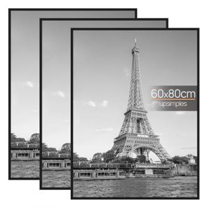 upsimples Lot de 3 Cadre 60x80cm, Cadre Photo 60x80 Noir, pour Galerie de Photos, Bande D'insertion, Montage Mural Horizontal ou Vertical (YiHong Vision, neuf)