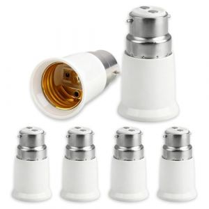 6 Pi&egrave;ces Adaptateur Douille B22 vers E27 Convertisseur Ampoule Ba&iuml;onnette B22 vers Vis E27 Compatible avec LED Incandescente Halog&egrave;ne pour Eclairage 0-250V (LINYANYANG, neuf)