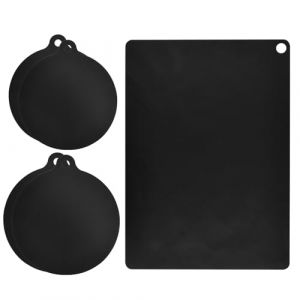 5 Pièces Protection Plaque Induction, Tapis de Cuisson 22cm 24cm 35x25cm, Universel, Résistant à la Chaleur 240°C, Résistante Huile, Cache Protege Plaque de Cuisson Silicone, Noir (qinsocor, neuf)
