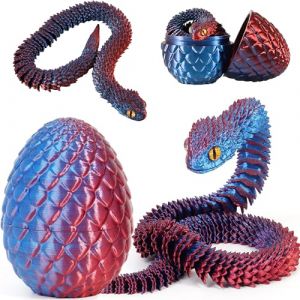 Joycabin Jouet Serpent imprim&eacute; en 3D, &oelig;ufs de Dragon, &oelig;ufs de Serpent, &oelig;ufs de Serpent de P&acirc;ques, Animaux imprim&eacute;s en 3D, Jouets pour Enfants, Cadeaux de Bureau (Rouge Bleu) (XINYI-EU, neuf)