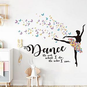 Runtoo Stickers Muraux Stickers Muraux Danseuse Chambre Fille Autocollant Mural Papillon et Fleurs Citations Deco Stickers Chambre Enfants Bébé Décoration (Decalplanet-EU, neuf)
