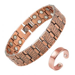 LAKPYN Bracelet Magn&eacute;tique en Cuivre,Bracelet Magn&eacute;tique en Cuivre pour Homme Femme de Manchette d'&Eacute;nergie Solide,Anneau inclus (KhmelRenniger O&Uuml;, neuf)