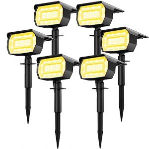 Lot de 6 Spot Solaire Exterieur, 72 LED Lampe Solaire Exterieur Etanche IP65 Lumiere Solaire Exterieur, R&eacute;glable avec 3 Modes d'&Eacute;clairage 120&deg; Eclairage Ext&eacute;rieur Solaire pour Jardin Cour All&eacute;e Chemin (Lotmos-EU, neuf)